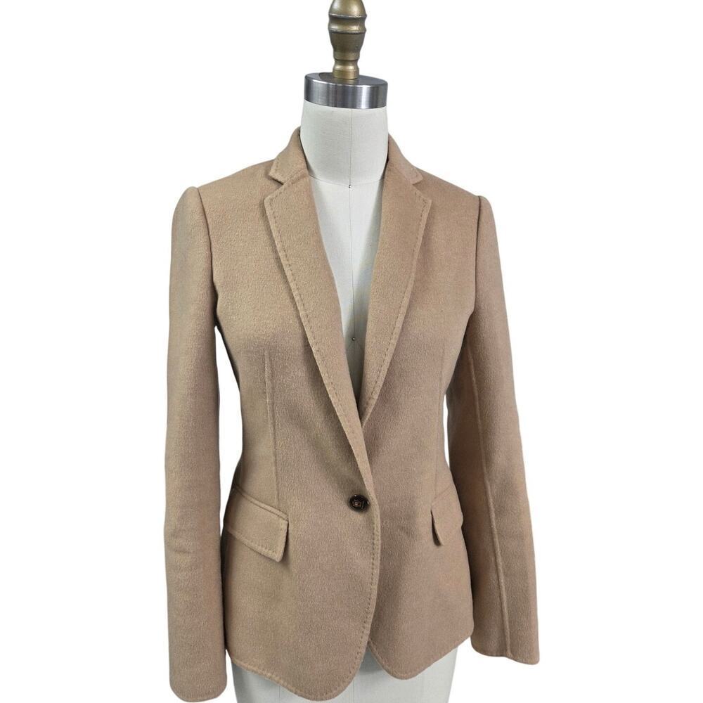 Massimo Dutti Camel Tan Single Button Blazer